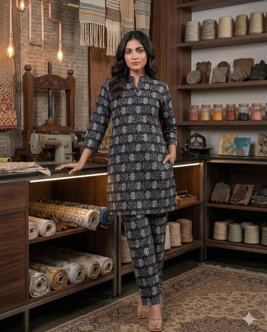Handblock Pure Cotton Women Coord Set