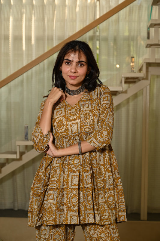 Handblock Pure Cotton Women Co ord Set