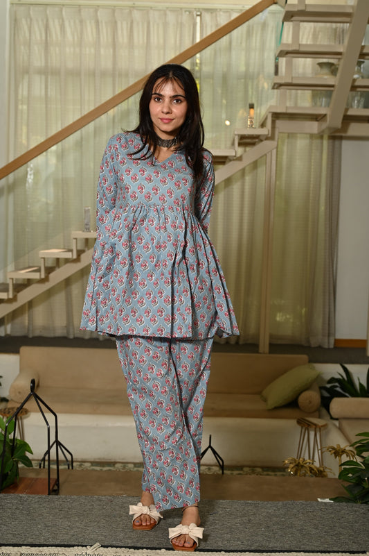 Handblock Pure Cotton Women Coord Set