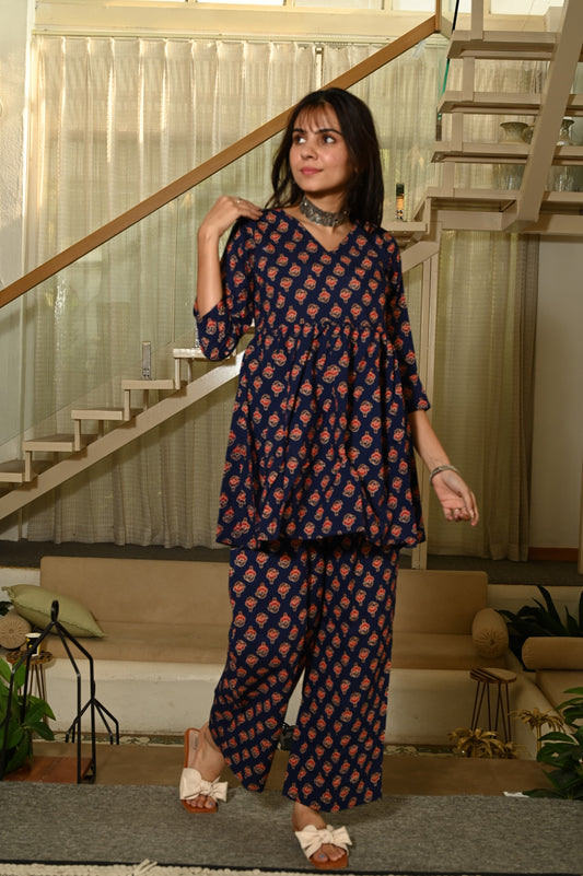 Handblock Pure Cotton Women Coord Set