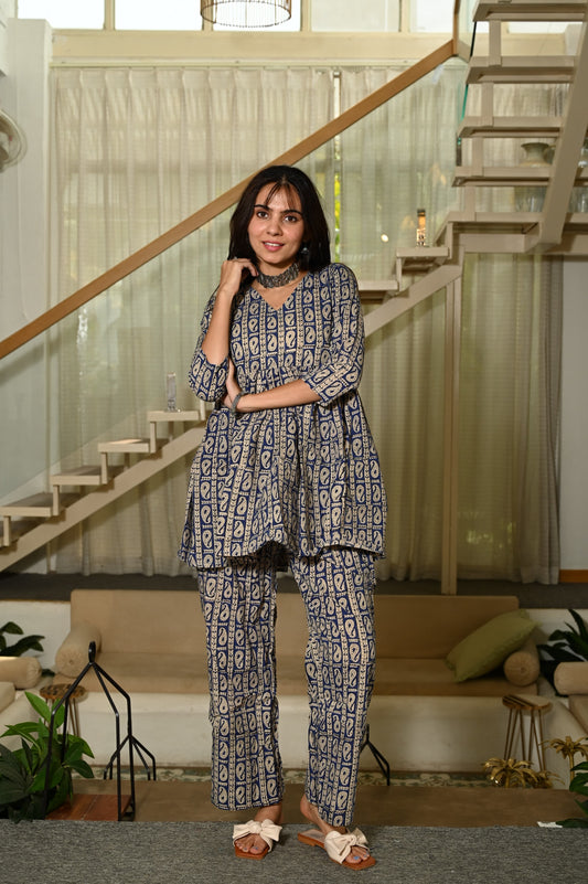 Handblock Pure Cotton Women Coord Set