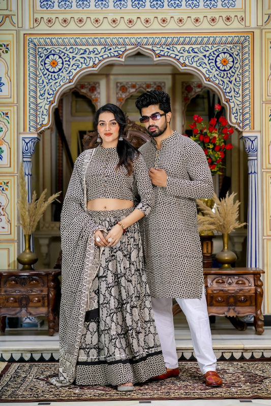 Couple Matching Kurta and Lehenga