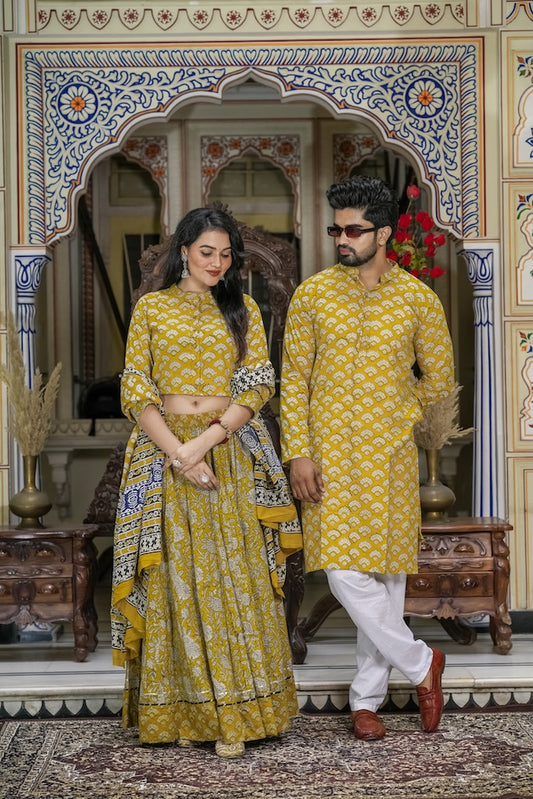 Couple Matching Kurta and Lehenga