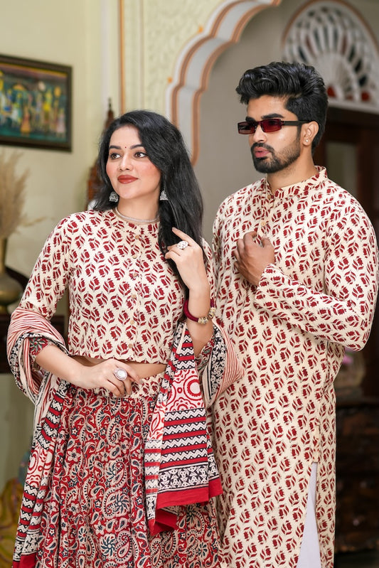 Couple Matching Kurta and Lehenga