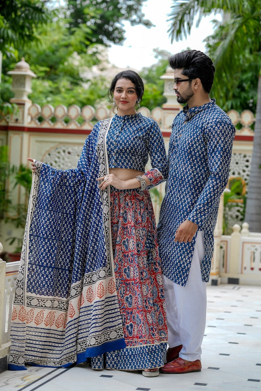 Couple Matching Kurta and Lehenga