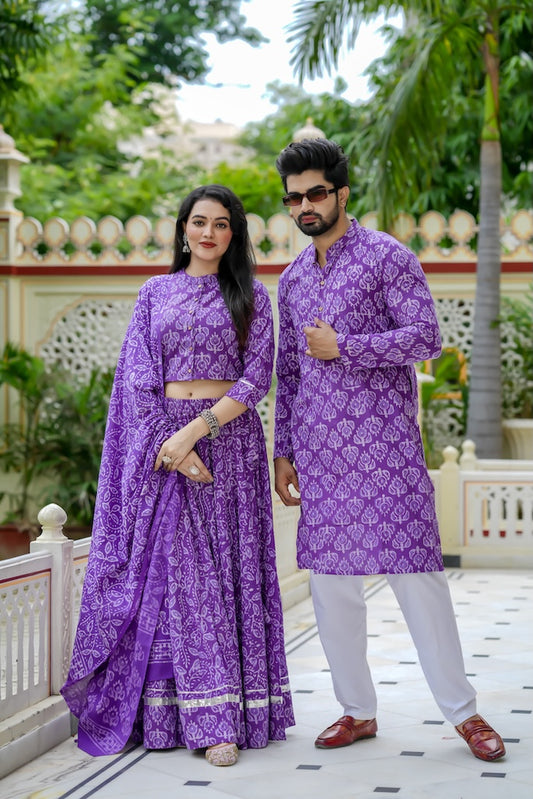 Couple Matching Kurta and Lehenga