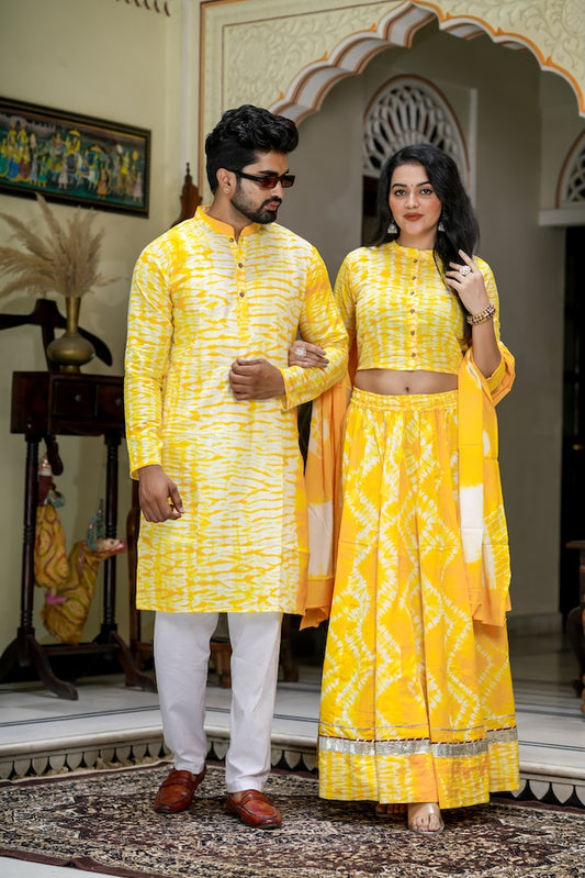 Couple Matching Kurta and Lehenga