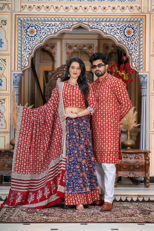 Couple Matching Kurta and Lehenga