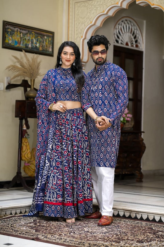 Couple Matching Kurta and Lehenga