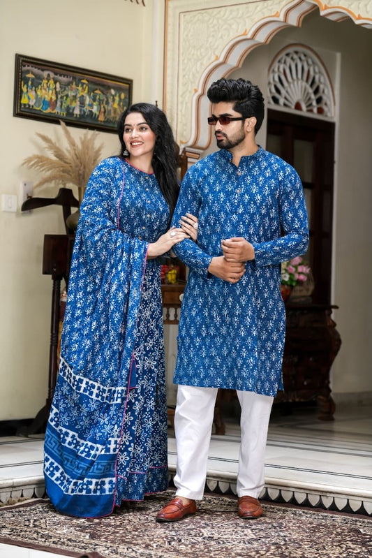 Couple Matching Kurta and Lehenga