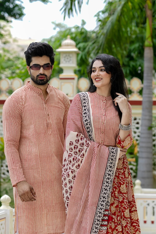 Couple Matching Kurta and Lehenga