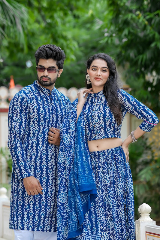 Couple Matching Kurta and Lehenga