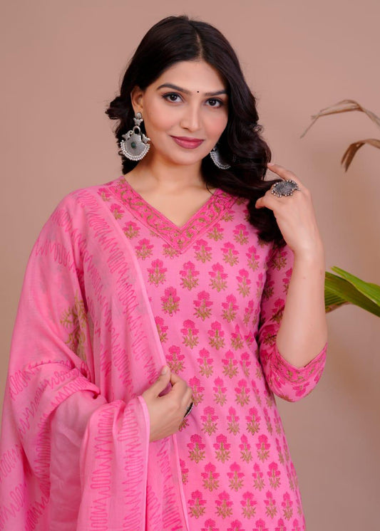 Women’s Cotton Kurti 3 piece suit