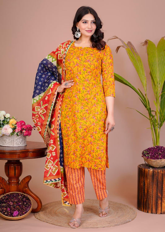 Women’s Cotton Kurti 3 piece suit