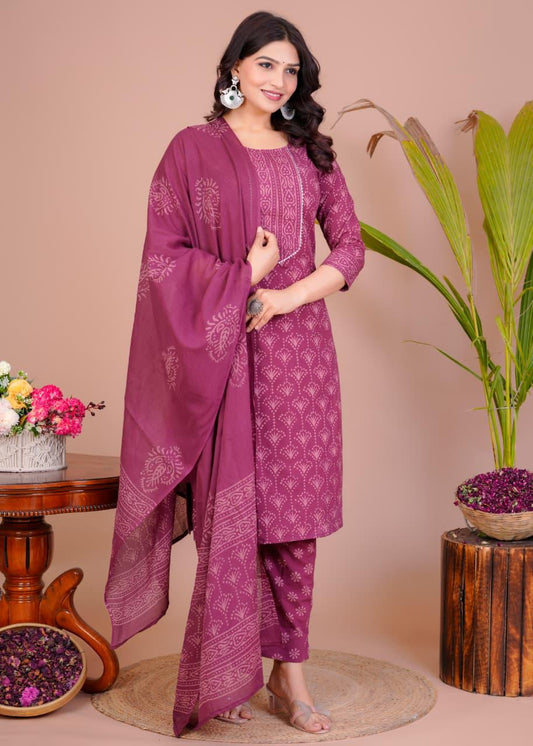 Women’s Cotton Kurti 3 piece suit