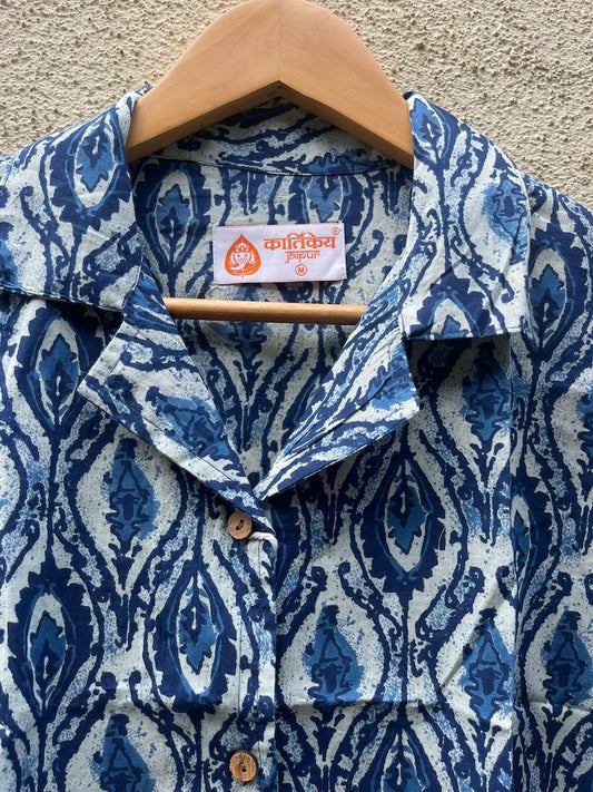 Natural Print Full Sleeve Cotton Shirt for Womens