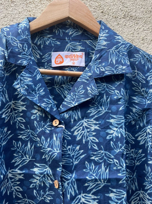 Natural Print Full Sleeve Cotton Shirt for Womens