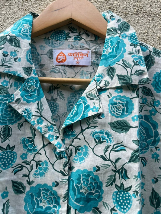 Floral Print Full Sleeve Cotton Shirt for Womens