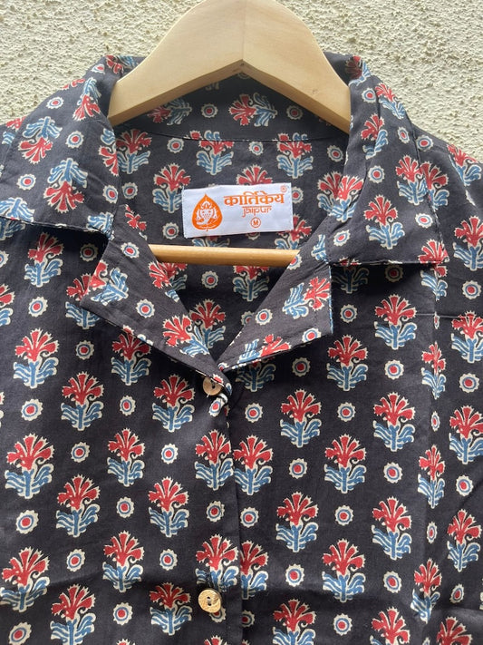 Floral Print Full Sleeve Cotton Shirt for Womens