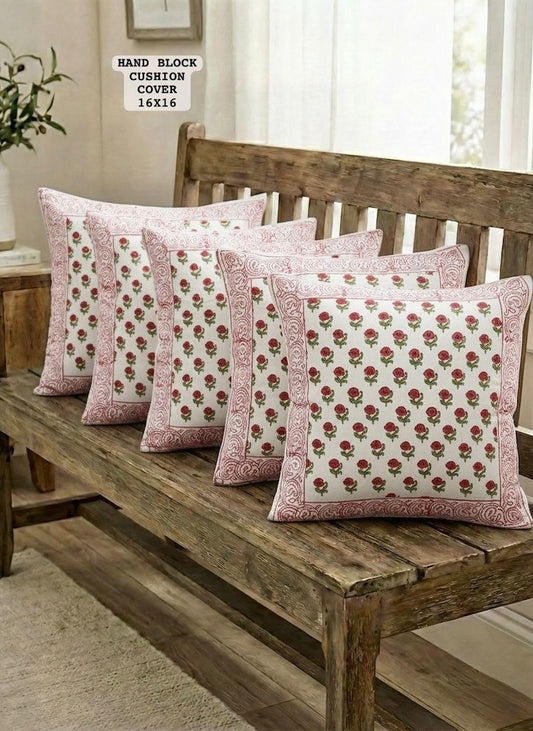 Hand Block Printed 100% Pure Cotton Cushion Covers ( 16*16 )