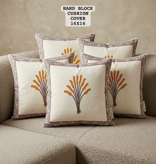 Hand Block Printed 100% Pure Cotton Cushion Covers ( 16*16 )
