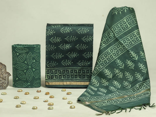 Hand Block Chanderi Silk Dress Materials