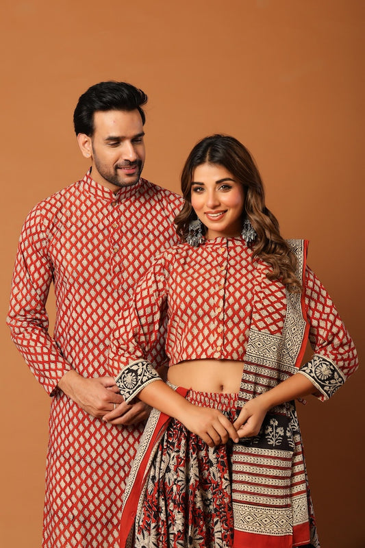 Couple Matching Kurta and Lehenga