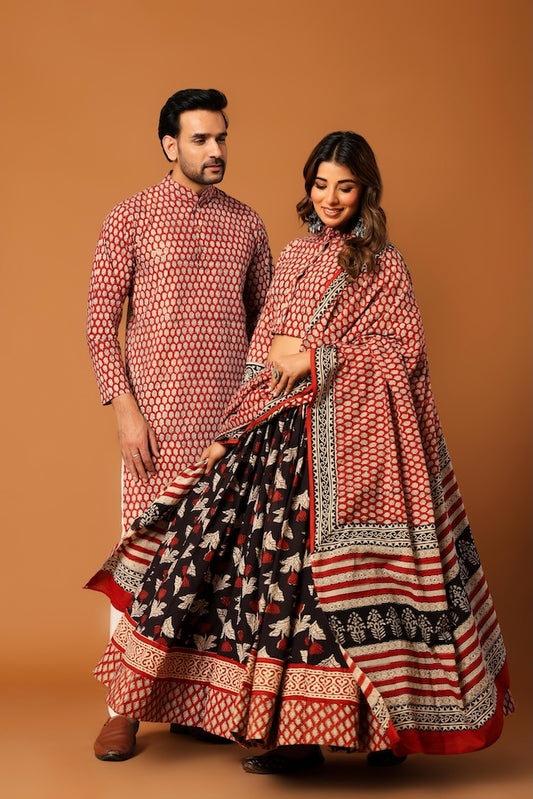 Couple Matching Kurta and Lehenga