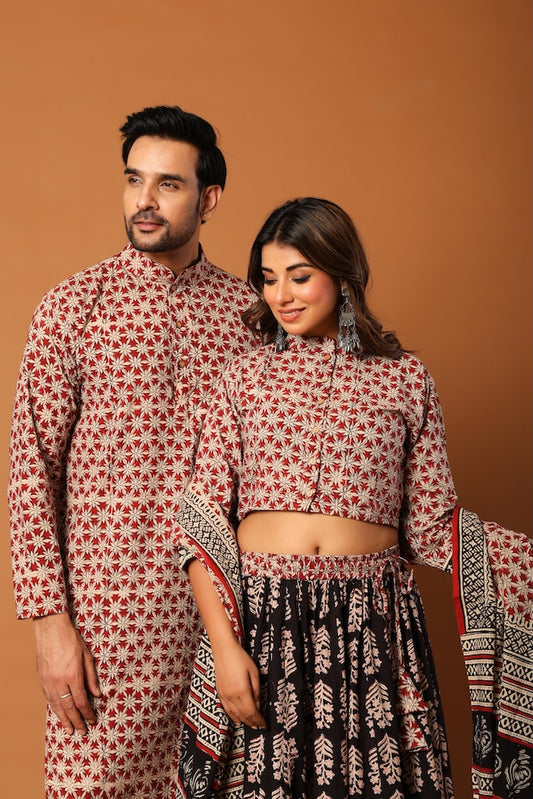 Couple Matching Kurta and Lehenga