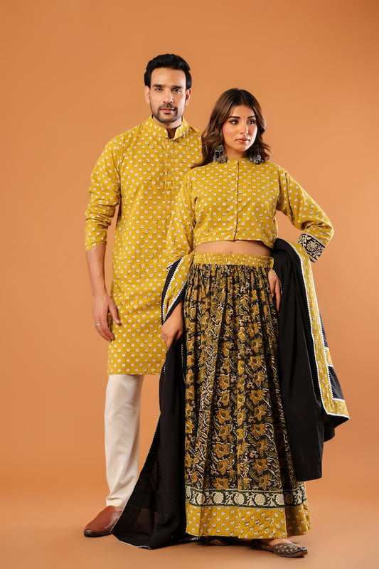 Couple Matching Kurta and Lehenga