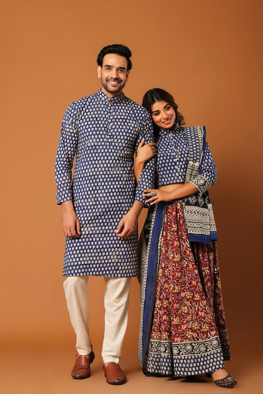 Couple Matching Kurta and Lehenga