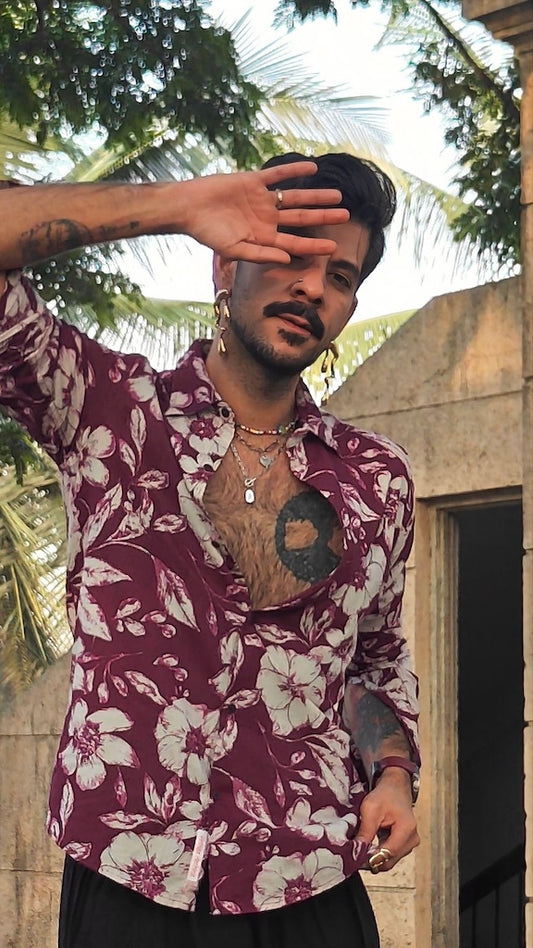 Floral Print Cotton Mens Full Sleeves Shirt X DANNY ADVANI