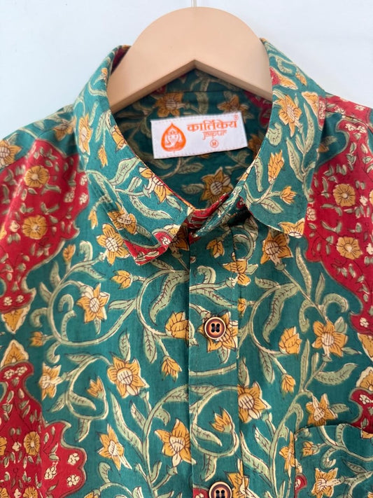 Floral Print Cotton Half Sleeve Shirt for Men