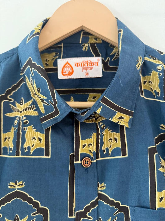 Kartikeya Jaipur Cow Print Cotton Shirt for Men