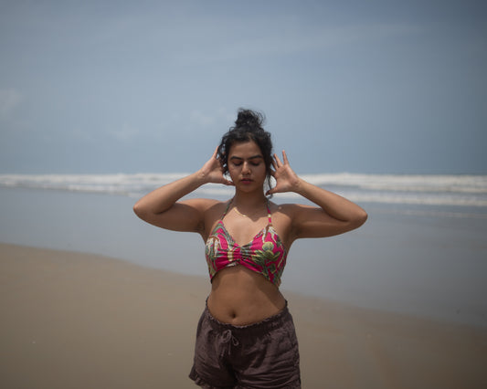 Jungle Print Cotton Padded Lace Bralette