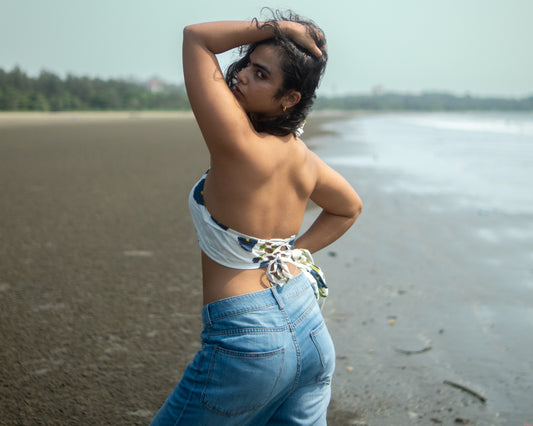 Floral Print Shirt & Bralette Combo Set - Oversized