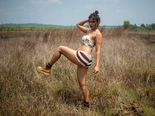 Jungle Print Cotton Padded Lace Bralette