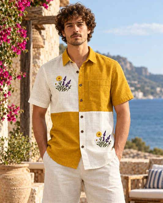 Men Embroidered Weekend Shirt Relaxed Fit Half Sleeve - SQ