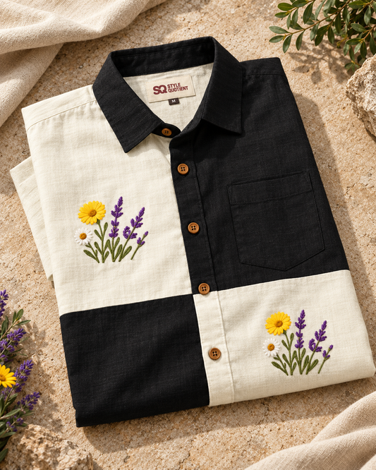 Men Embroidered Weekend Shirt Relaxed Fit Half Sleeve - SQ
