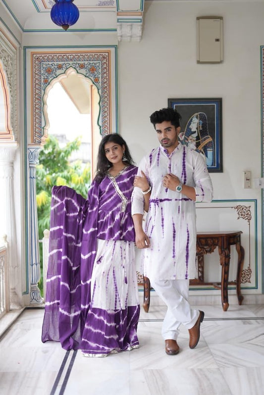 Couple Matching Kurta and Lehenga