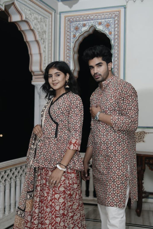 Couple Matching Kurta and Lehenga