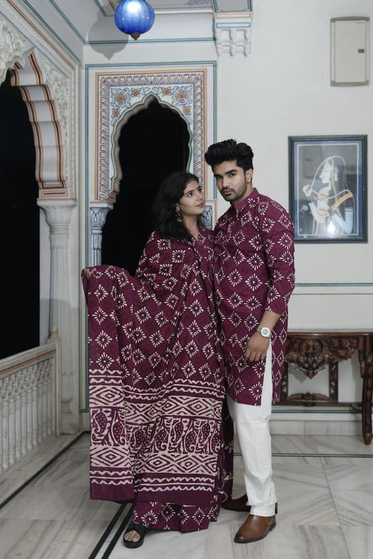 Couple Matching Kurta and Lehenga