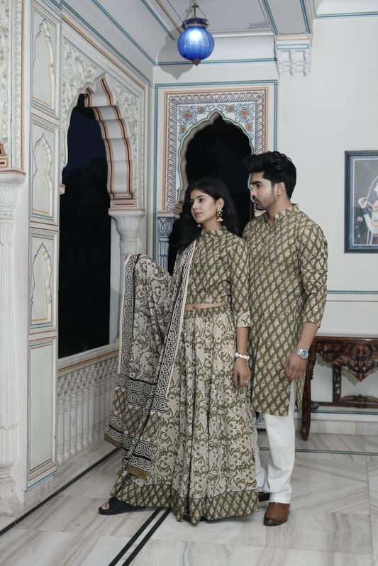Couple Matching Kurta and Lehenga