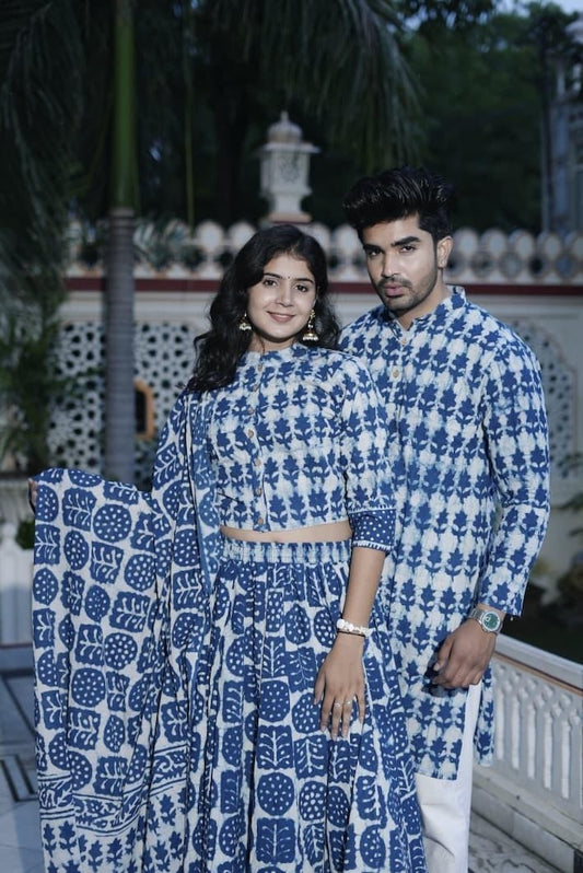 Couple Matching Kurta and Lehenga