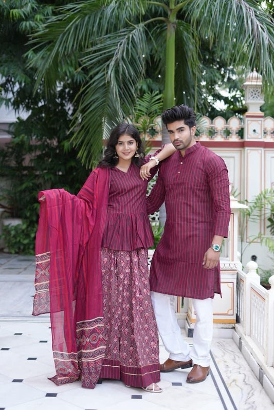 Couple Matching Kurta and Lehenga