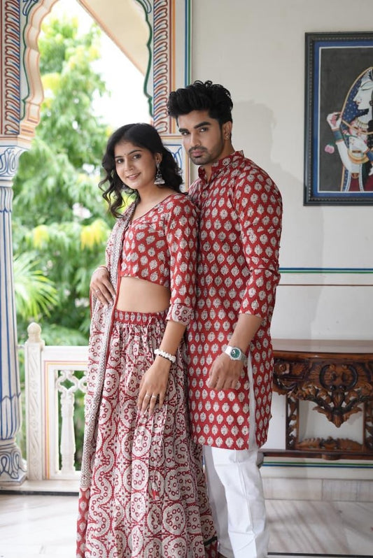 Couple Matching Kurta and Lehenga