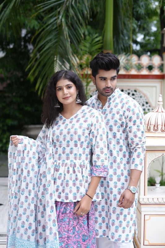 Couple Matching Kurta and Lehenga