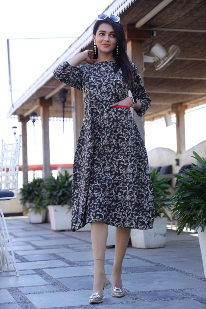 Beautiful Cotton Bagru Printed Kurti One Piece Dress L Beautiful Cotton Bagru Printed Kurti One Piece Dress L