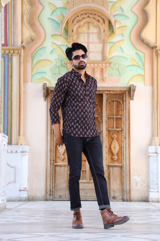 Handblock Cotton Printed Short Kurta