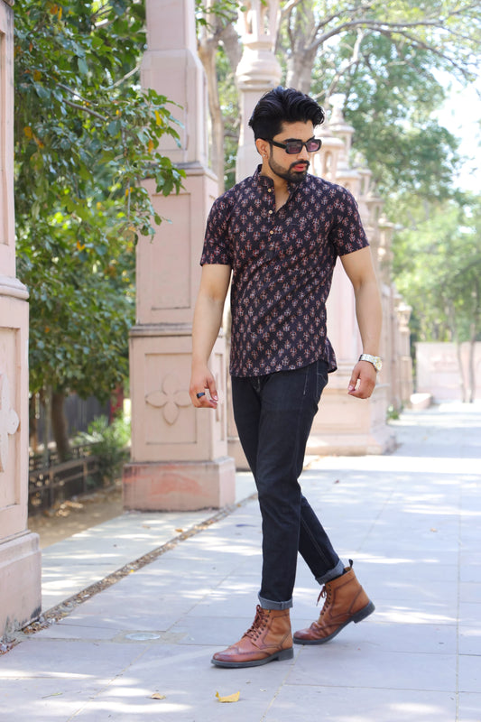 Handblock Cotton Printed Short Kurta